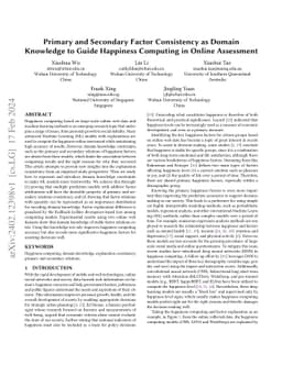 Primary and Secondary Factor Consistency as Domain Knowledge to Guide
  Happiness Computing in Online Assessment
