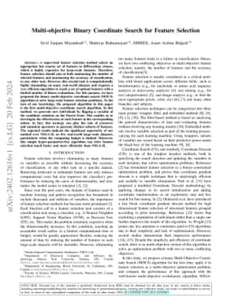 Multi-objective Binary Coordinate Search for Feature Selection