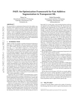 FAST: An Optimization Framework for Fast Additive Segmentation in
  Transparent ML