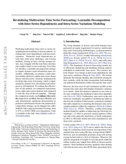 Revitalizing Multivariate Time Series Forecasting: Learnable
  Decomposition with Inter-Series Dependencies and Intra-Series Variations
  Modeling
