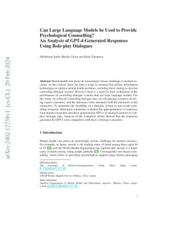 Can Large Language Models be Used to Provide Psychological Counselling?
  An Analysis of GPT-4-Generated Responses Using Role-play Dialogues