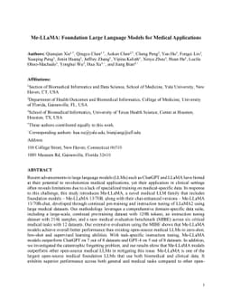 Me LLaMA: Foundation Large Language Models for Medical Applications