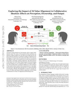 Exploring the Impact of AI Value Alignment in Collaborative Ideation:
  Effects on Perception, Ownership, and Output