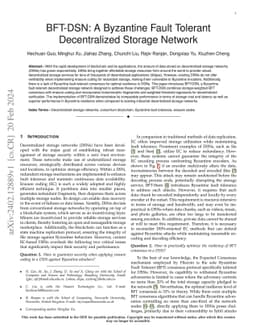 BFT-DSN: A Byzantine Fault Tolerant Decentralized Storage Network