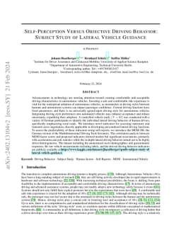 Self-Perception Versus Objective Driving Behavior: Subject Study of
  Lateral Vehicle Guidance