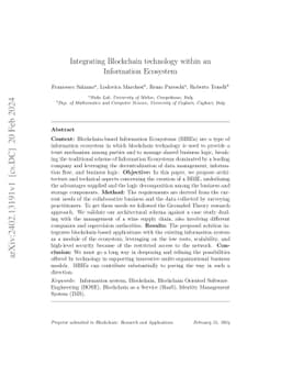 Integrating Blockchain technology within an Information Ecosystem