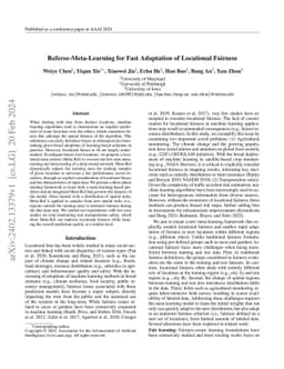 Referee-Meta-Learning for Fast Adaptation of Locational Fairness