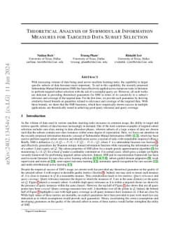 Theoretical Analysis of Submodular Information Measures for Targeted
  Data Subset Selection