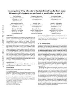 Investigating Why Clinicians Deviate from Standards of Care: Liberating
  Patients from Mechanical Ventilation in the ICU