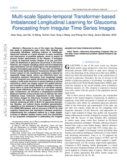 Multi-scale Spatio-temporal Transformer-based Imbalanced Longitudinal
  Learning for Glaucoma Forecasting from Irregular Time Series Images