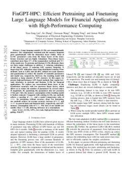FinGPT-HPC: Efficient Pretraining and Finetuning Large Language Models
  for Financial Applications with High-Performance Computing