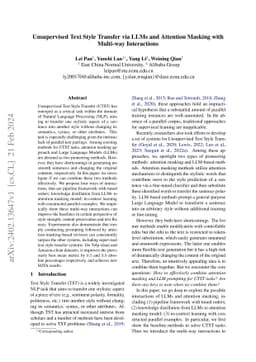 Unsupervised Text Style Transfer via LLMs and Attention Masking with
  Multi-way Interactions