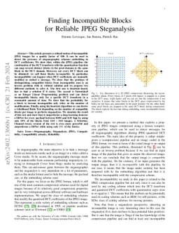 Finding Incompatibles Blocks for Reliable JPEG Steganalysis