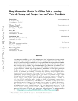 Deep Generative Models for Offline Policy Learning: Tutorial, Survey,
  and Perspectives on Future Directions