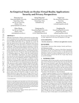 An Empirical Study on Oculus Virtual Reality Applications: Security and
  Privacy Perspectives