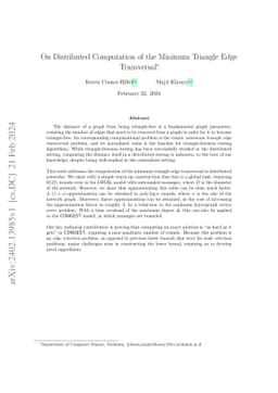 On Distributed Computation of the Minimum Triangle Edge Transversal