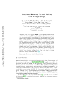 Real-time 3D-aware Portrait Editing from a Single Image