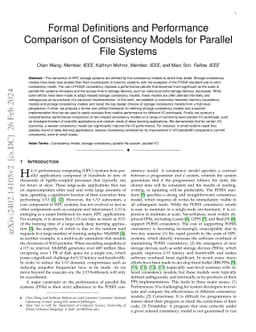 Formal Definitions and Performance Comparison of Consistency Models for
  Parallel File Systems