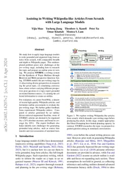 Assisting in Writing Wikipedia-like Articles From Scratch with Large
  Language Models