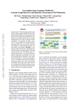 Leveraging Large Language Models for Concept Graph Recovery and Question
  Answering in NLP Education