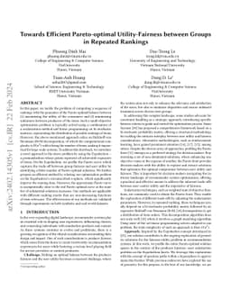 Towards Efficient Pareto-optimal Utility-Fairness between Groups in
  Repeated Rankings