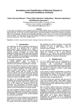 Annotation and Classification of Relevant Clauses in
  Terms-and-Conditions Contracts