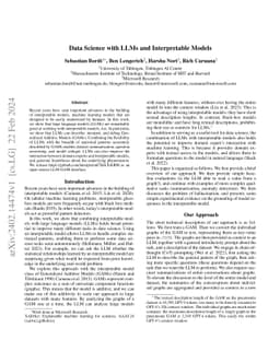 Data Science with LLMs and Interpretable Models