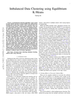 Imbalanced Data Clustering using Equilibrium K-Means