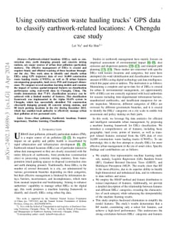 Using construction waste hauling trucks' GPS data to classify
  earthwork-related locations: A Chengdu case study