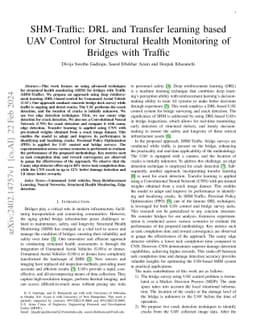 SHM-Traffic: DRL and Transfer learning based UAV Control for Structural
  Health Monitoring of Bridges with Traffic
