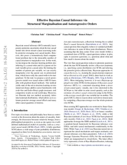 Effective Bayesian Causal Inference via Structural Marginalisation and Autoregressive Orders