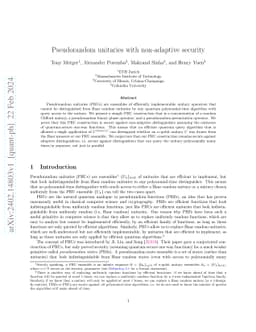 Pseudorandom unitaries with non-adaptive security