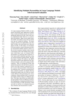 Identifying Multiple Personalities in Large Language Models with
  External Evaluation