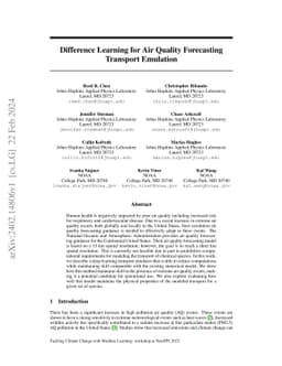 Difference Learning for Air Quality Forecasting Transport Emulation