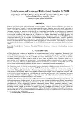 Asynchronous and Segmented Bidirectional Encoding for NMT