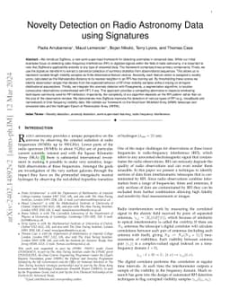 Novelty Detection on Radio Astronomy Data using Signatures