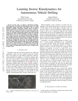 Learning Inverse Kinodynamics for Autonomous Vehicle Drifting