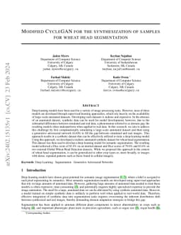 Modified CycleGAN for the synthesization of samples for wheat head
  segmentation
