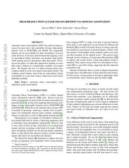 High Resolution Guitar Transcription via Domain Adaptation