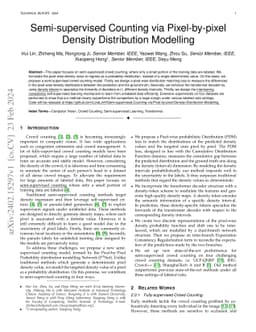Semi-supervised Counting via Pixel-by-pixel Density Distribution
  Modelling