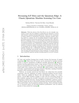Streaming IoT Data and the Quantum Edge: A Classic/Quantum Machine
  Learning Use Case