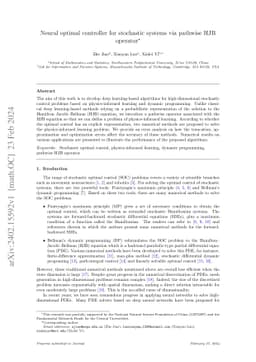 Neural optimal controller for stochastic systems via pathwise HJB
  operator