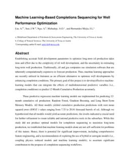 Machine Learning-Based Completions Sequencing for Well Performance
  Optimization