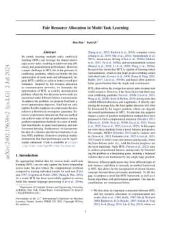 Fair Resource Allocation in Multi-Task Learning