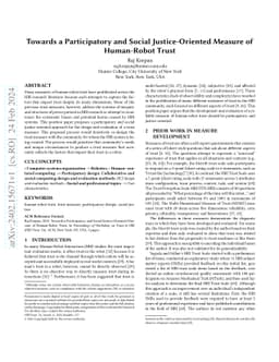 Towards a Participatory and Social Justice-Oriented Measure of
  Human-Robot Trust