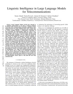 Linguistic Intelligence in Large Language Models for Telecommunications