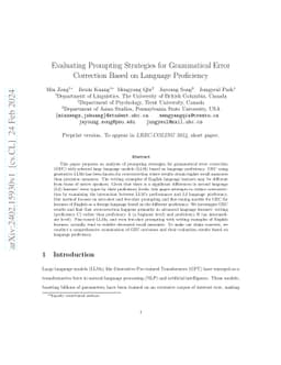 Evaluating Prompting Strategies for Grammatical Error Correction Based
  on Language Proficiency