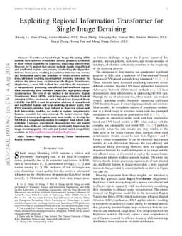 Diving Deep into Regions: Exploiting Regional Information Transformer
  for Single Image Deraining