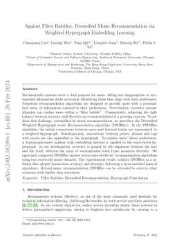 Against Filter Bubbles: Diversified Music Recommendation via Weighted
  Hypergraph Embedding Learning