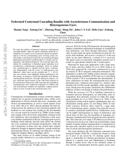 Federated Contextual Cascading Bandits with Asynchronous Communication
  and Heterogeneous Users